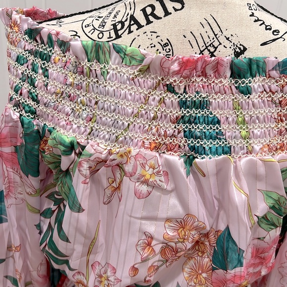 NWT Boston Proper Floral Blooms Off the Shoulder Belted Maxi Dress - Picture 9 of 15